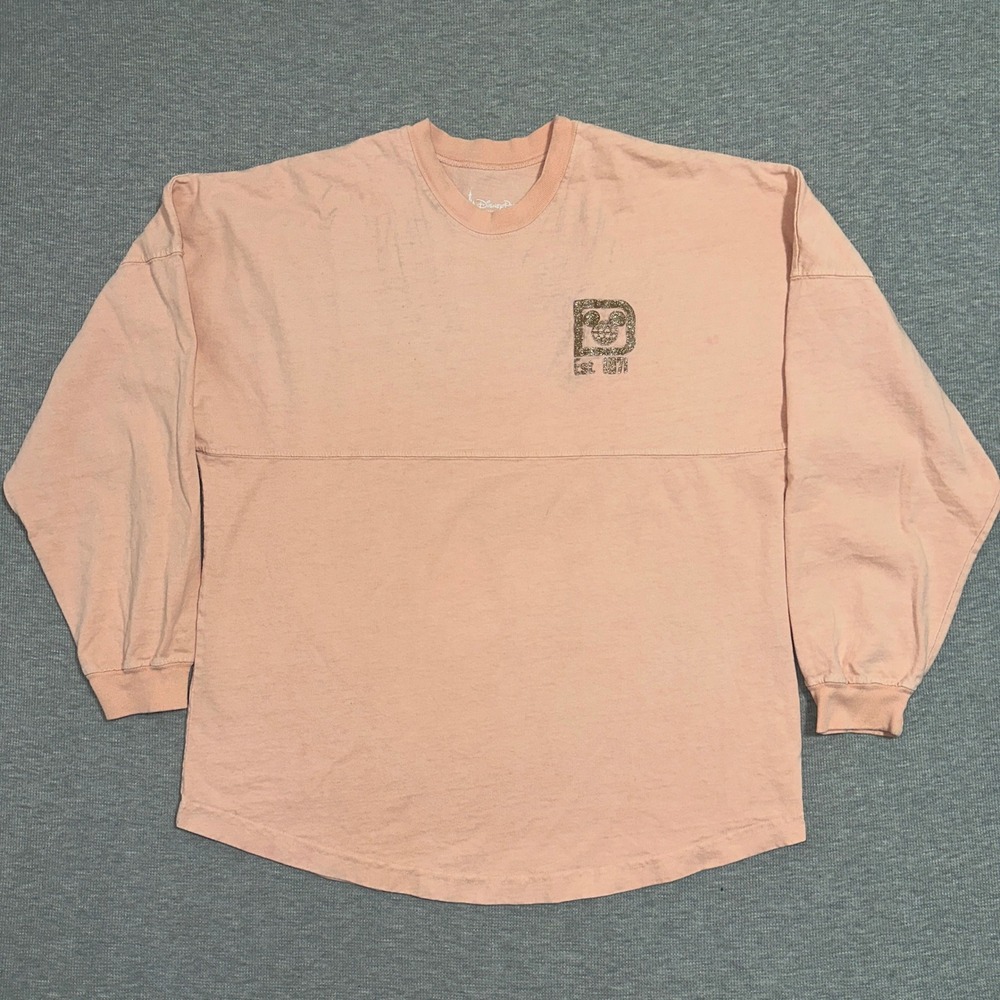 Disney Parks Walt Disney World Spirit Jersey Peach Pink Glitter Mens Medium